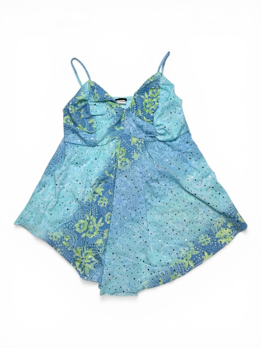 Vanity Y2K Green Blue Sparkle Top Size Medium